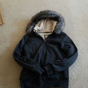 Warm jacket,  hood with faux fur